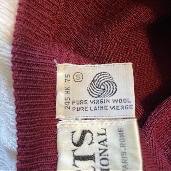 PORTS international vintage crewneck burgundy pullover 100% wool sweater small - Picture 5 of 6